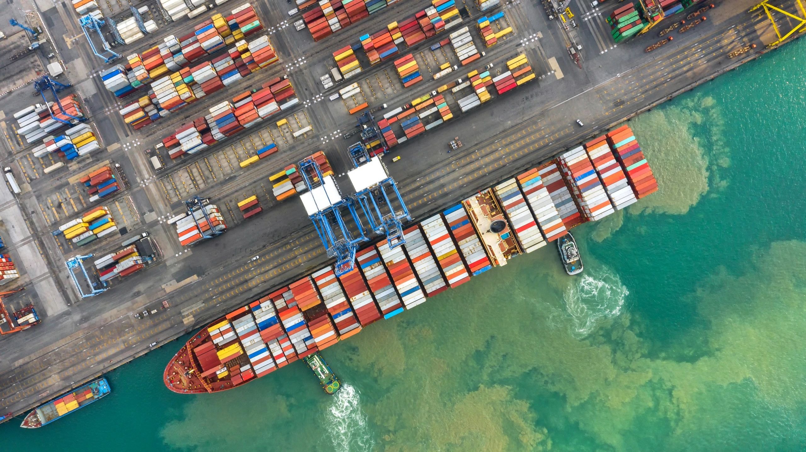 Cargo ship at port — global export