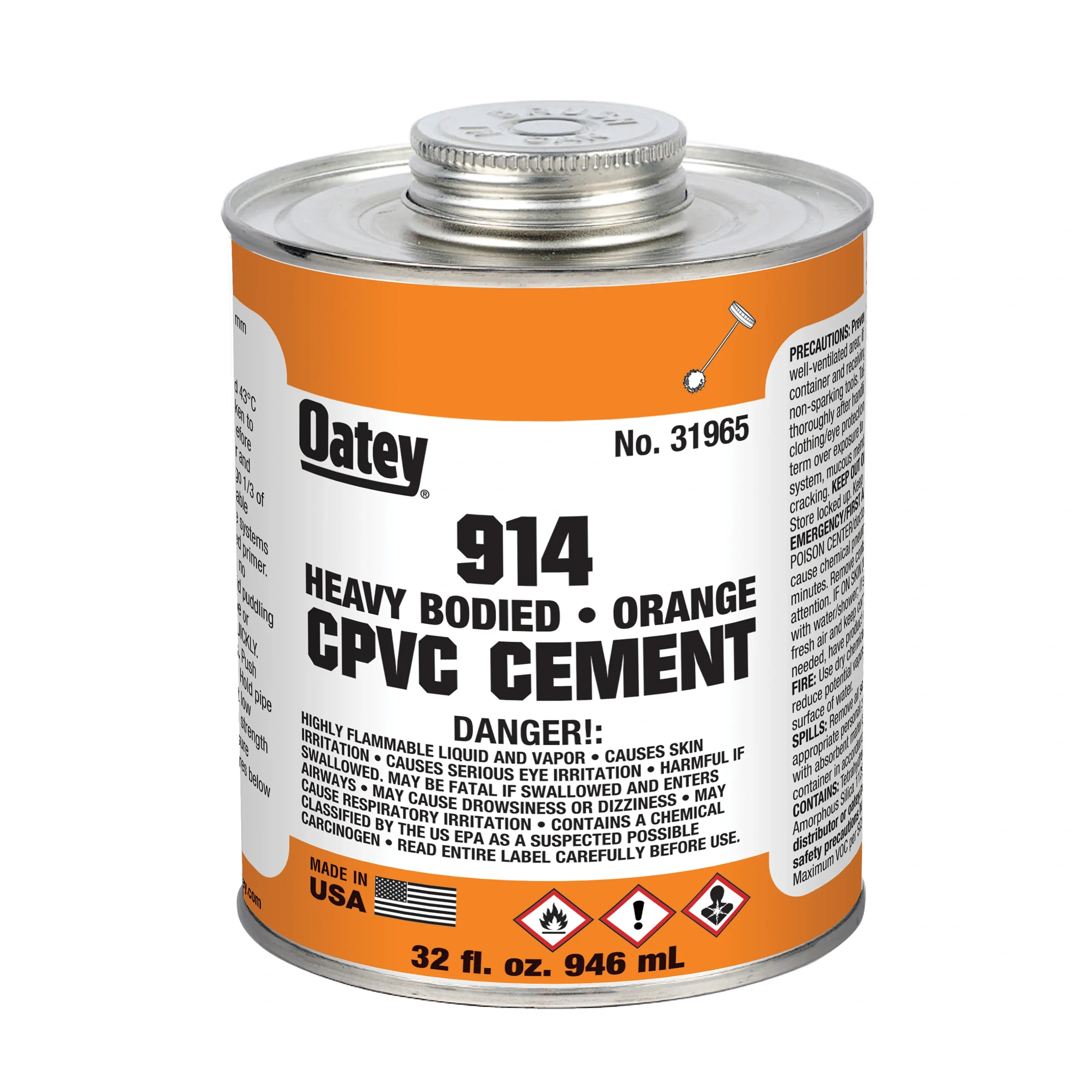 Oatey 914 CPVC Heavy Duty Orange solvent cement